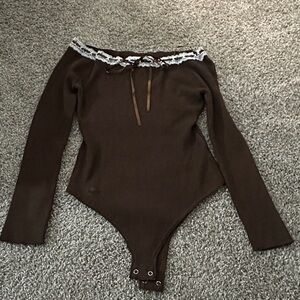 Sweet Rain Chocolate Brown Kids Bodysuit with Lace